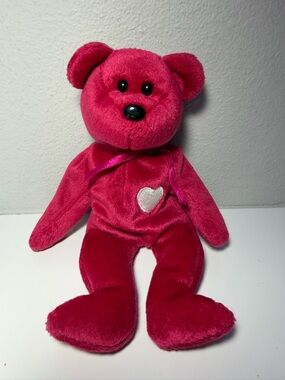 Rare Ty beanie baby Valentina Bright Pink Heart Plush Teddy Bear